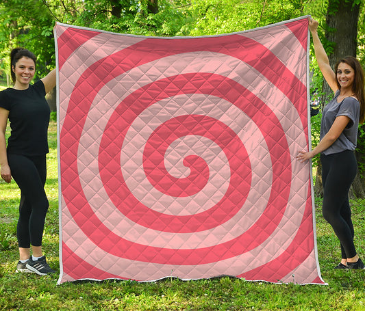 Pink Circle Swirl Print Quilt