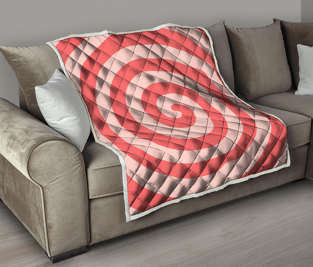 Pink Circle Swirl Print Quilt