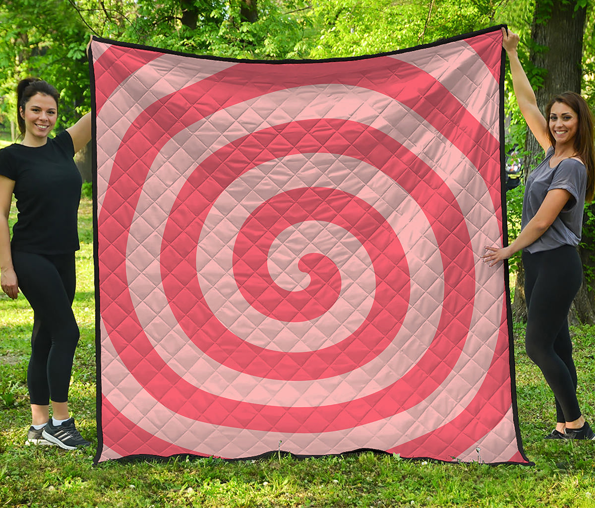 Pink Circle Swirl Print Quilt
