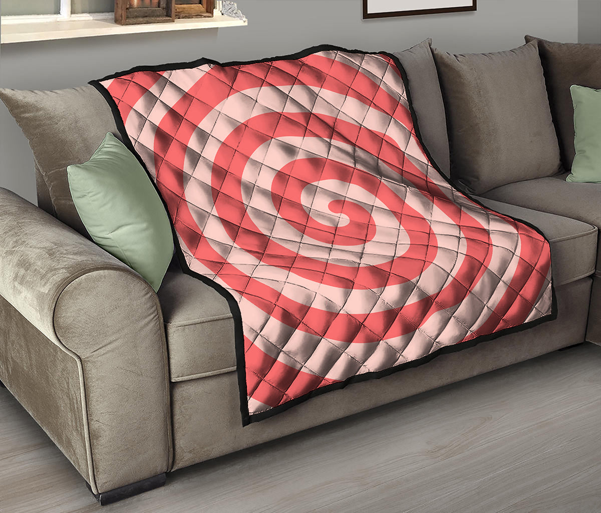 Pink Circle Swirl Print Quilt