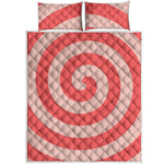 Pink Circle Swirl Print Quilt Bed Set