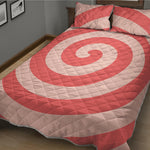 Pink Circle Swirl Print Quilt Bed Set