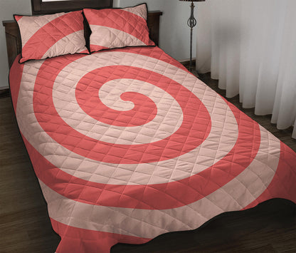 Pink Circle Swirl Print Quilt Bed Set