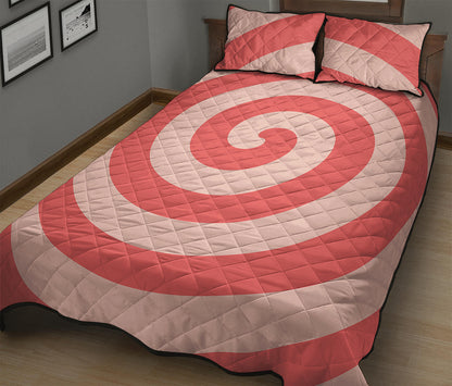 Pink Circle Swirl Print Quilt Bed Set
