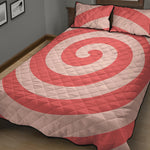 Pink Circle Swirl Print Quilt Bed Set