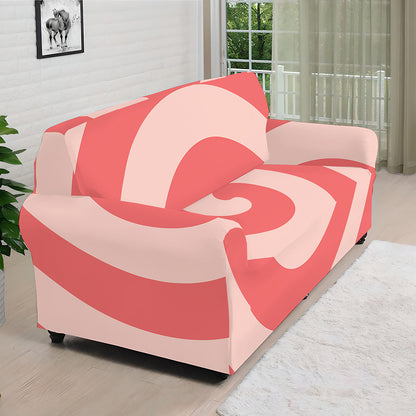Pink Circle Swirl Print Sofa Cover