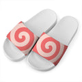 Pink Circle Swirl Print White Slide Sandals