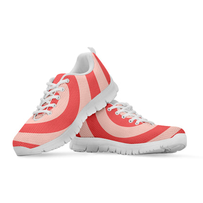 Pink Circle Swirl Print White Sneakers