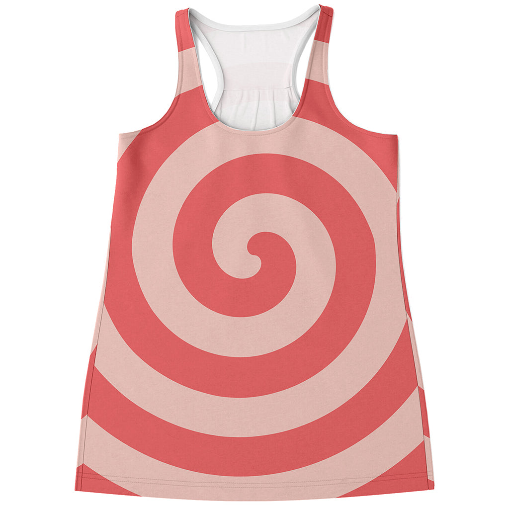 Pink Circle Swirl Print Women's Racerback Tank Top