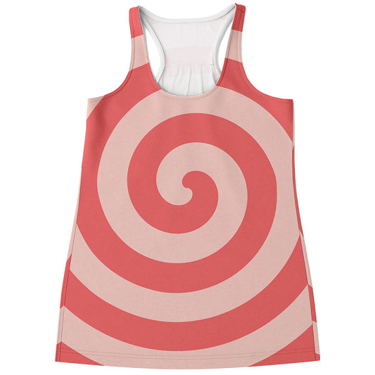 Pink Circle Swirl Print Women's Racerback Tank Top