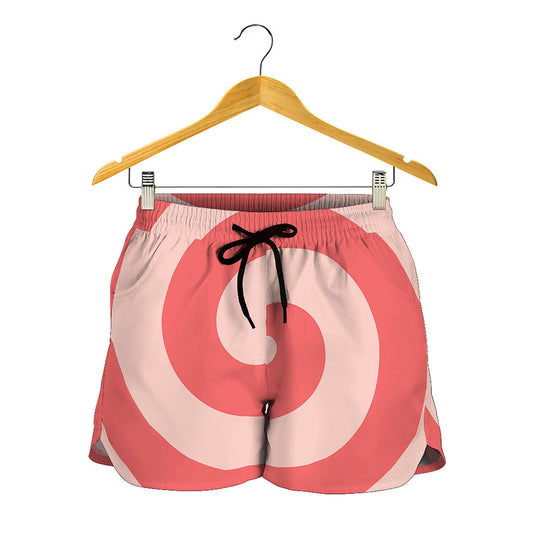 Pink Circle Swirl Print Women's Shorts