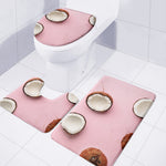 Pink Coconut Pattern Print 3 Piece Bath Mat Set