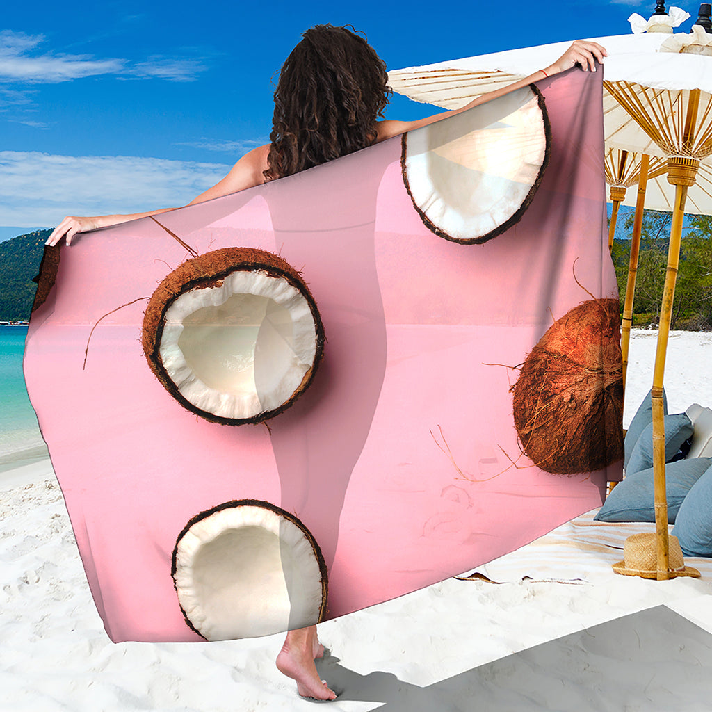 Pink Coconut Pattern Print Beach Sarong Wrap