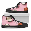 Pink Coconut Pattern Print Black High Top Sneakers