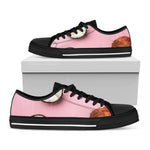 Pink Coconut Pattern Print Black Low Top Shoes