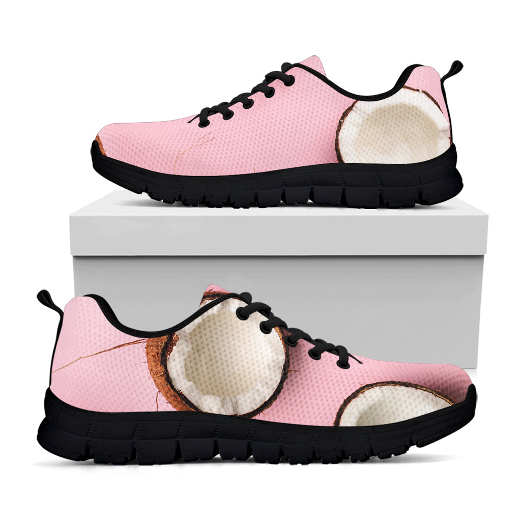 Pink Coconut Pattern Print Black Sneakers