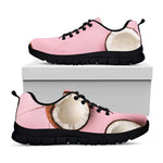 Pink Coconut Pattern Print Black Sneakers