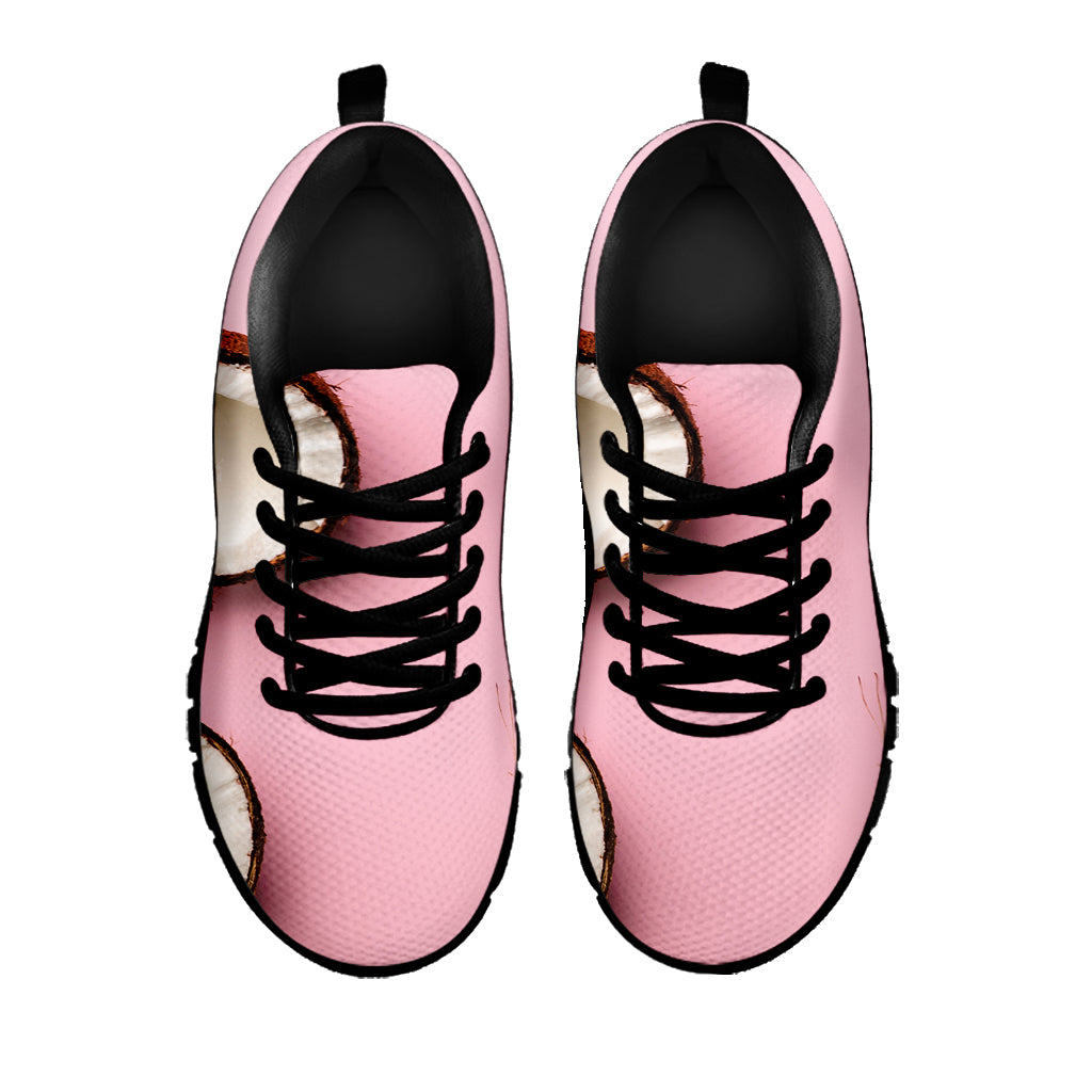 Pink Coconut Pattern Print Black Sneakers