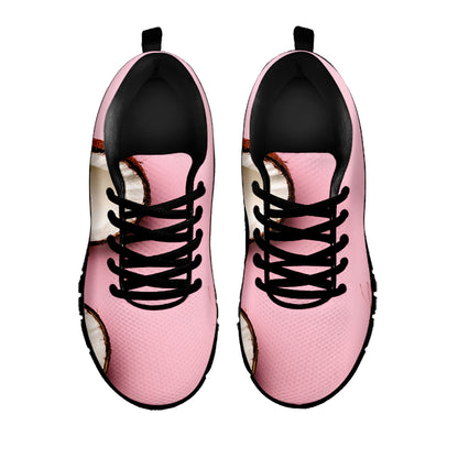 Pink Coconut Pattern Print Black Sneakers