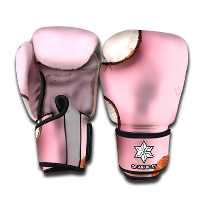 Pink Coconut Pattern Print Boxing Gloves