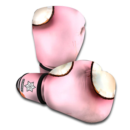 Pink Coconut Pattern Print Boxing Gloves