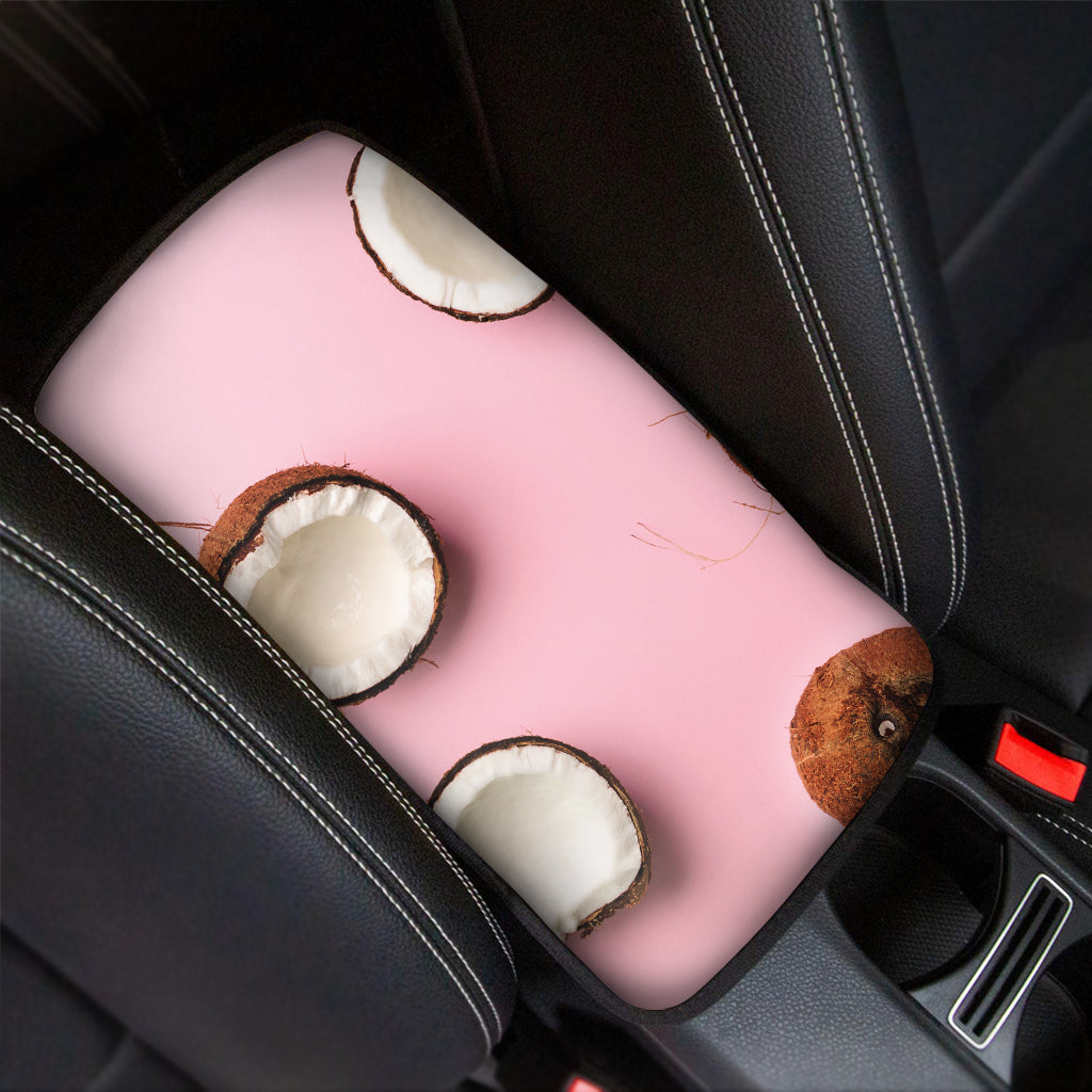 Pink Coconut Pattern Print Car Center Console Cover