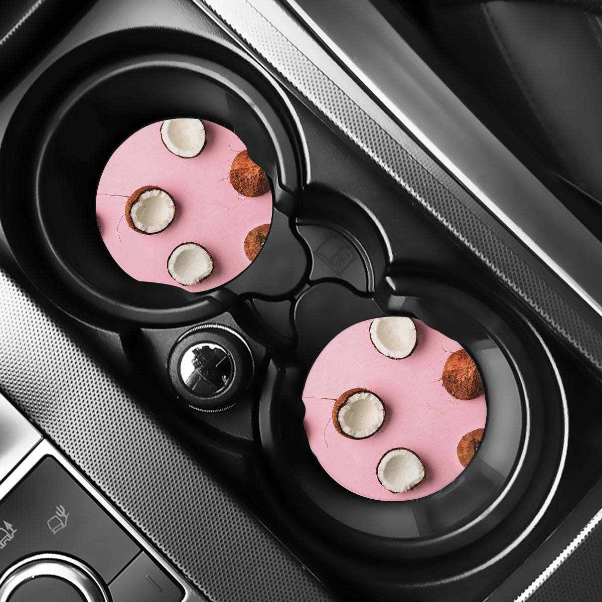 Pink Coconut Pattern Print Car Coasters