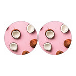 Pink Coconut Pattern Print Car Coasters