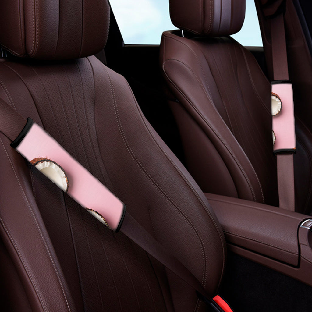 Pink Coconut Pattern Print Car Seat Belt Covers