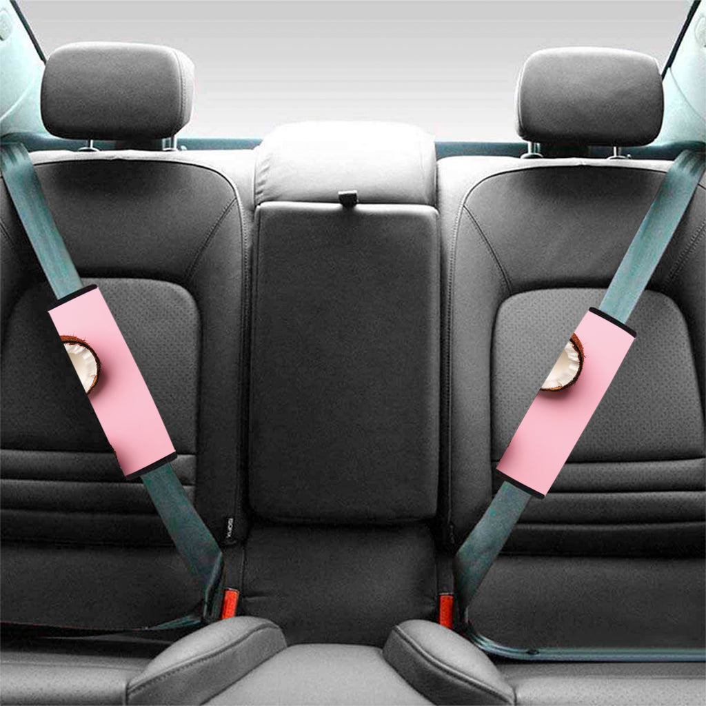 Pink Coconut Pattern Print Car Seat Belt Covers