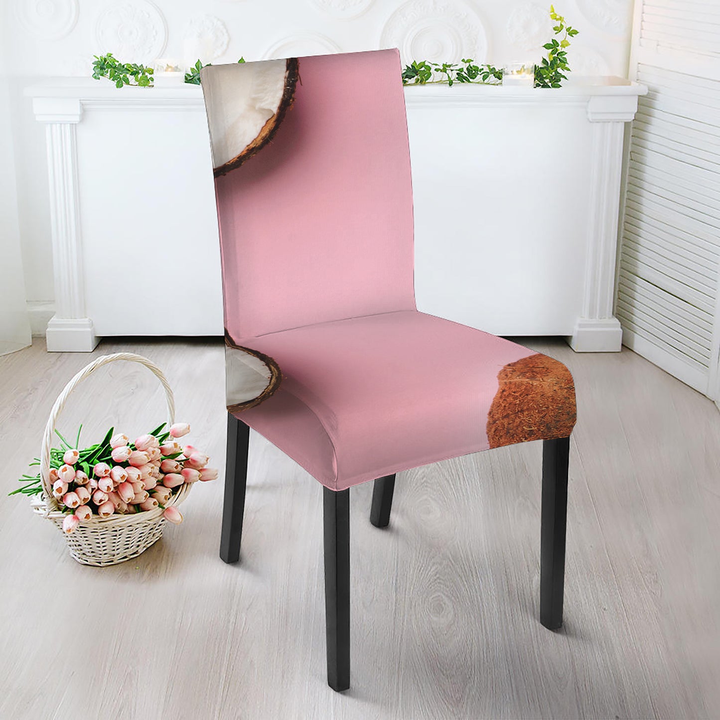 Pink Coconut Pattern Print Dining Chair Slipcover