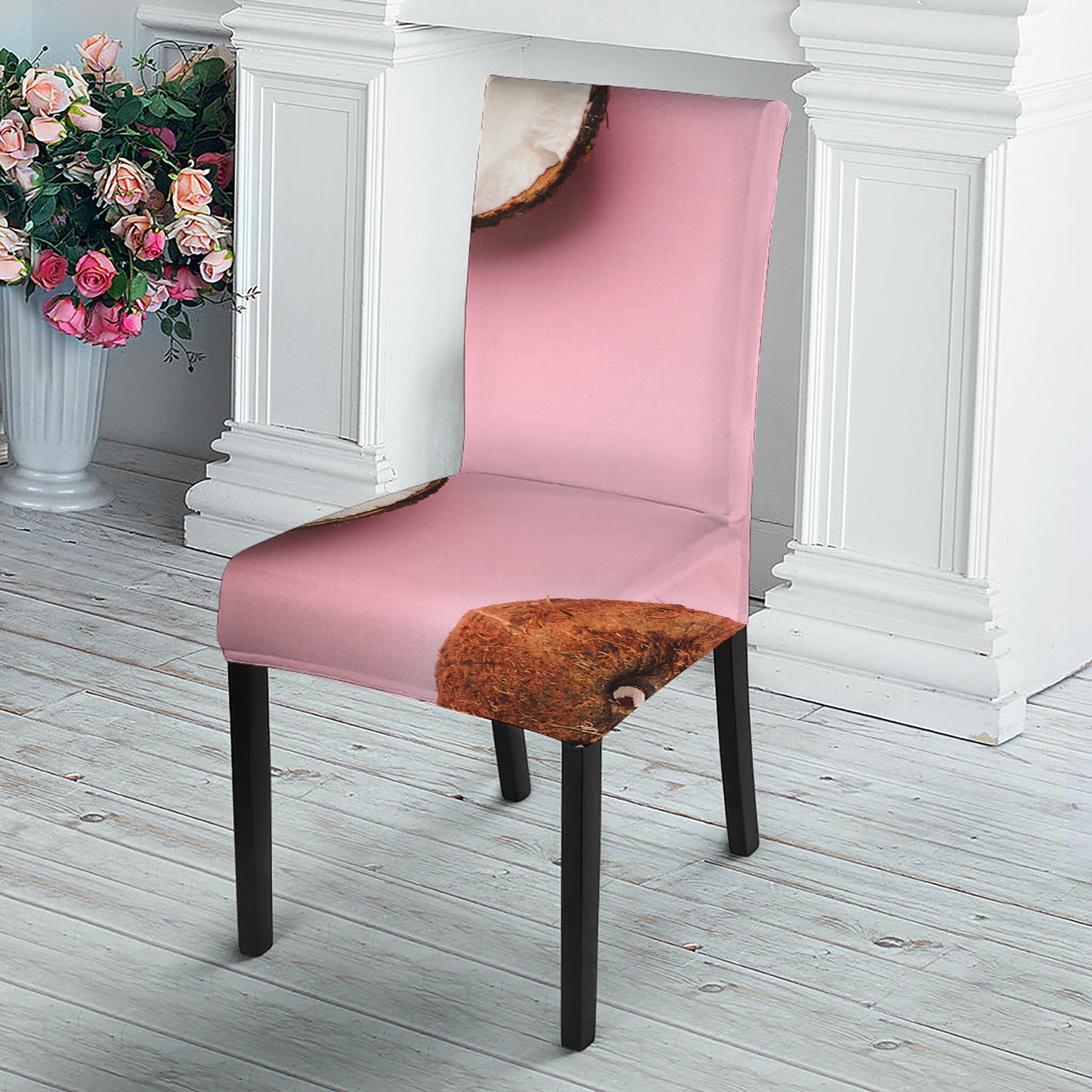 Pink Coconut Pattern Print Dining Chair Slipcover
