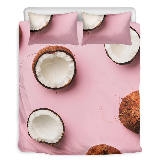 Pink Coconut Pattern Print Duvet Cover Bedding Set