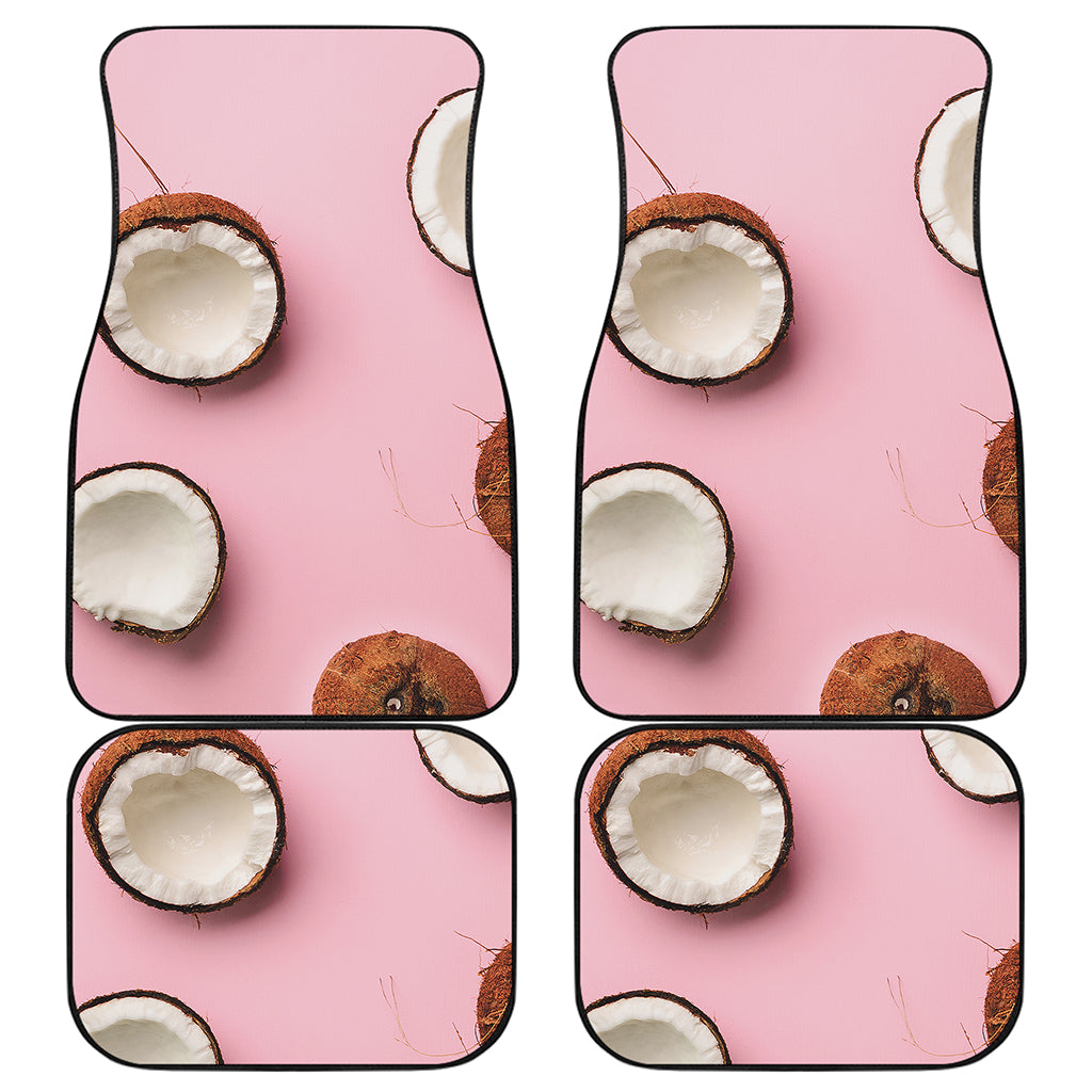 Pink Coconut Pattern Print Front and Back Car Floor Mats