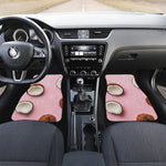 Pink Coconut Pattern Print Front and Back Car Floor Mats