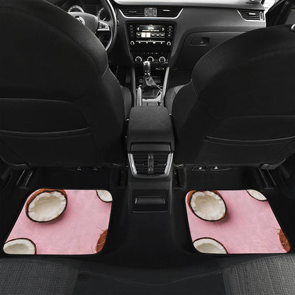 Pink Coconut Pattern Print Front and Back Car Floor Mats
