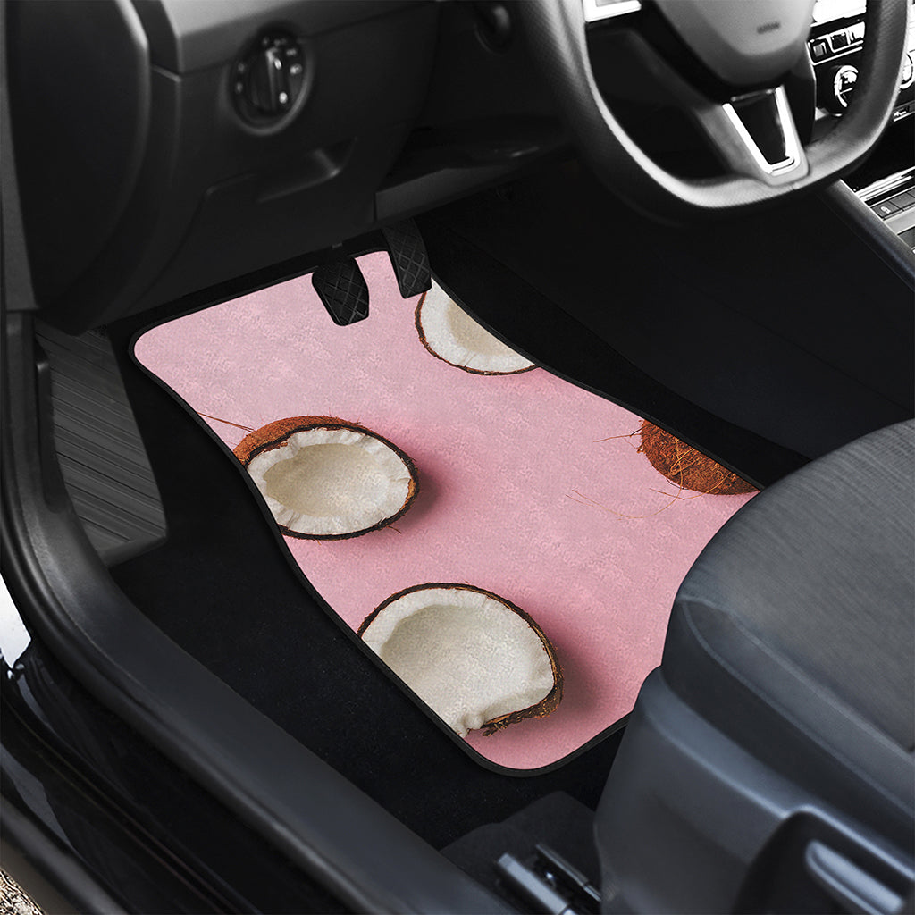 Pink Coconut Pattern Print Front and Back Car Floor Mats