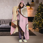 Pink Coconut Pattern Print Hooded Blanket