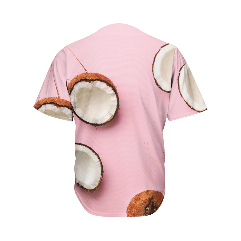 Pink Coconut Pattern Print Men's Baseball Jersey
