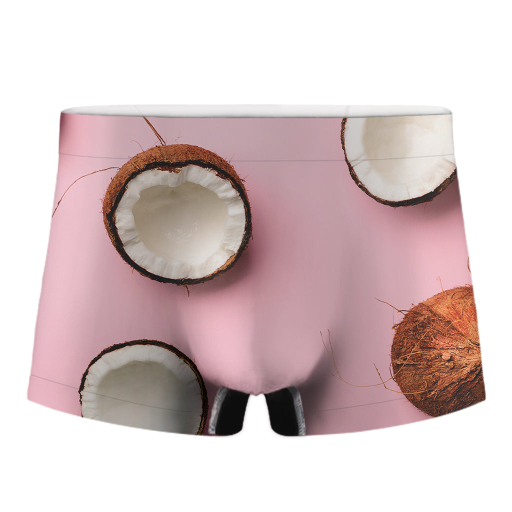Pink Coconut Pattern Print Men's Boxer Briefs