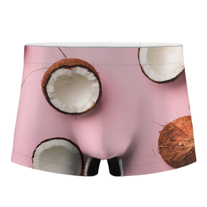 Pink Coconut Pattern Print Men's Boxer Briefs