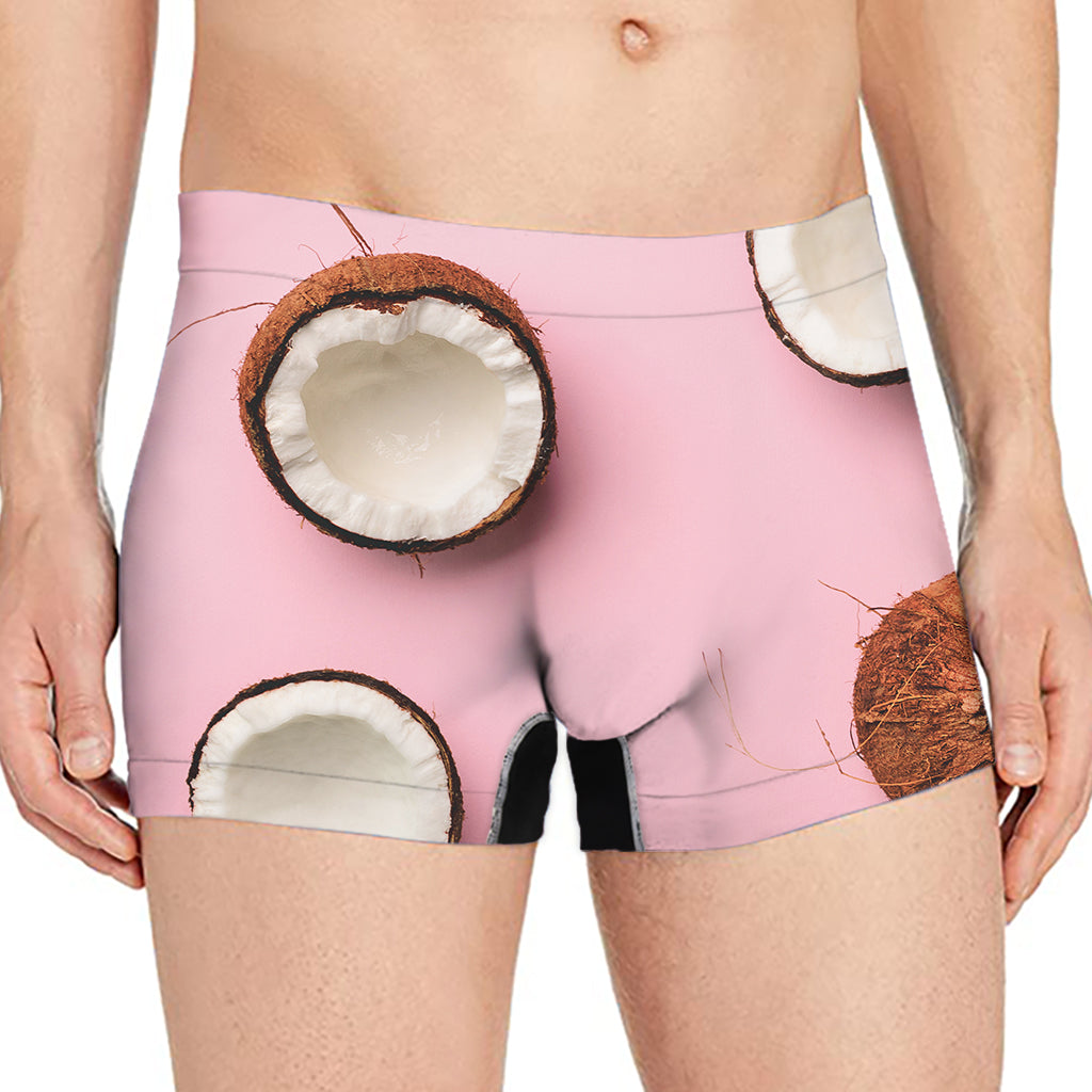 Pink Coconut Pattern Print Men's Boxer Briefs