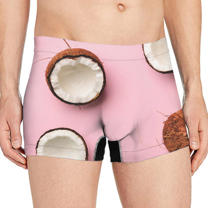 Pink Coconut Pattern Print Men's Boxer Briefs