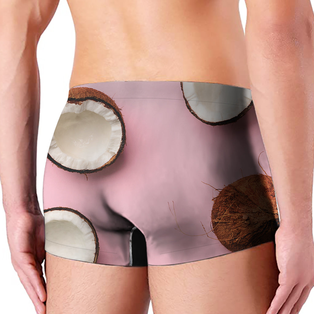 Pink Coconut Pattern Print Men's Boxer Briefs