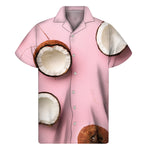 Pink Coconut Pattern Print Men's Short Sleeve Shirt