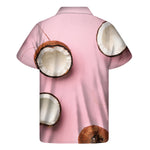 Pink Coconut Pattern Print Men's Short Sleeve Shirt