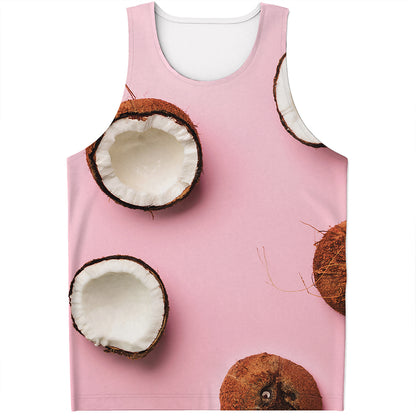 Pink Coconut Pattern Print Men's Tank Top