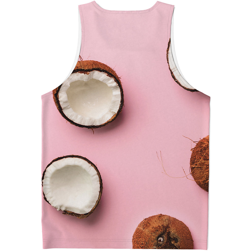 Pink Coconut Pattern Print Men's Tank Top
