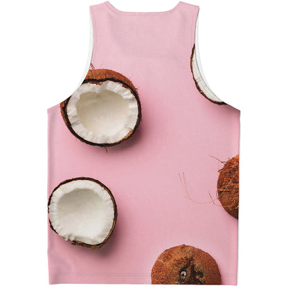 Pink Coconut Pattern Print Men's Tank Top