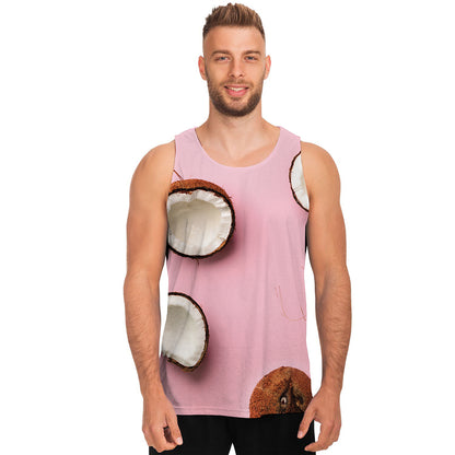 Pink Coconut Pattern Print Men's Tank Top